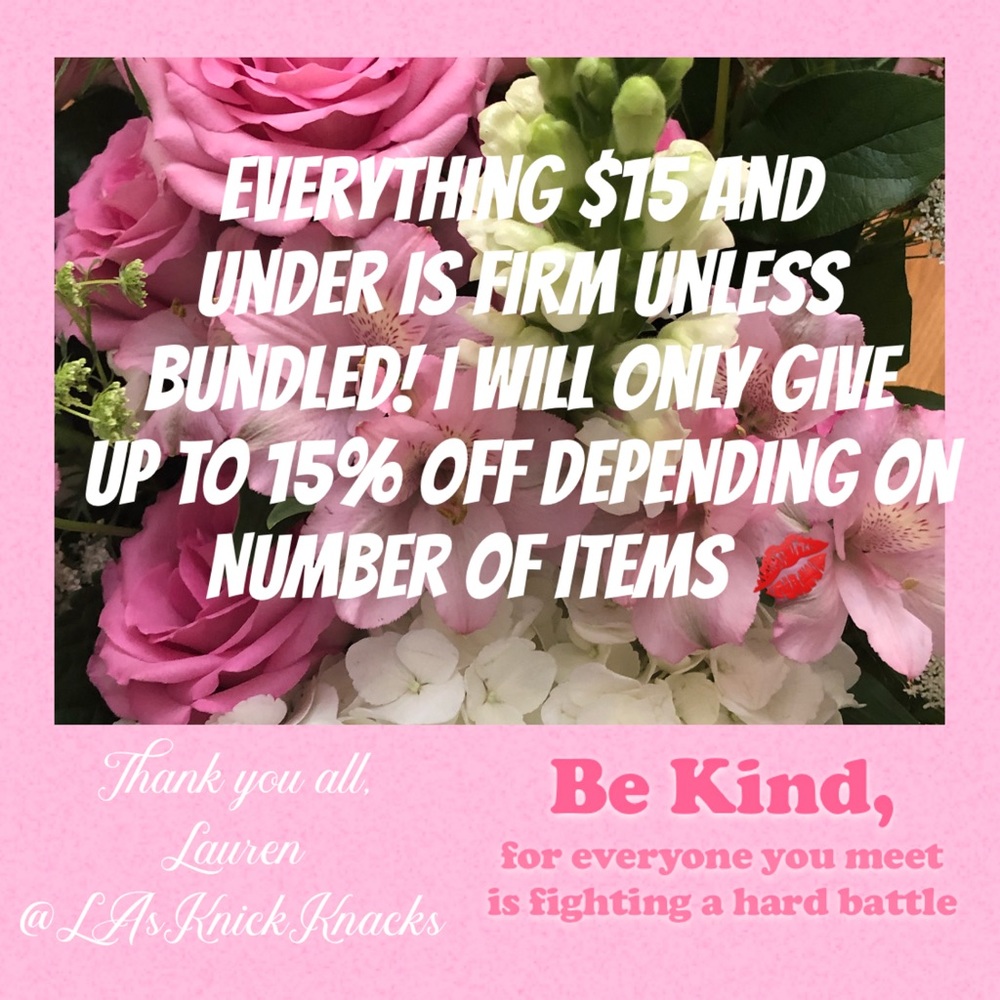 $15 & under is FIRM❣️UNLESS bundled! 10-15% off😁